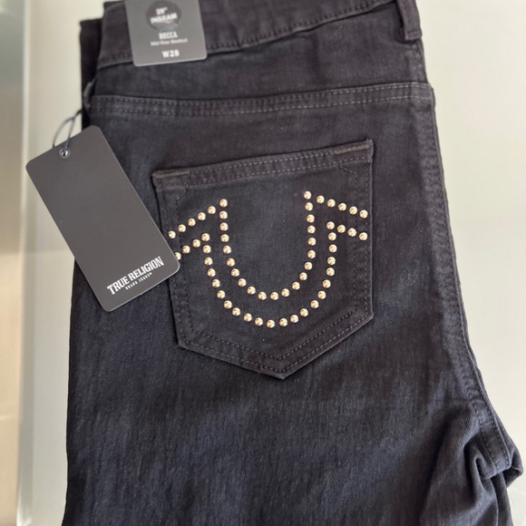 TRUE RELIGION BECCA Black Rinse Bootcut Studded Jeans - Picture 9 of 10